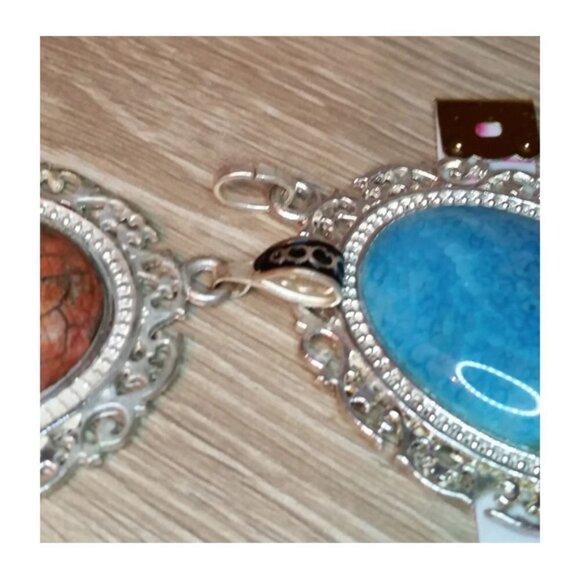 BUNDLE 2 gemstone large cabochon pendants statement style - Picture 4 of 6